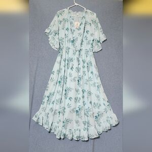 Arabess floral layered ruffle v-neck maxi dress. Size medium